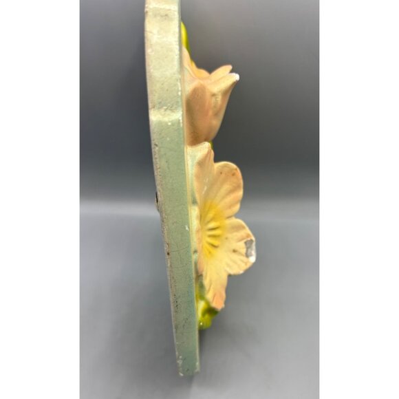 Vtg Ceramic Flower Wall Plaque Plaster Chalkware‎ Decor Cottagecore - Picture 3 of 7